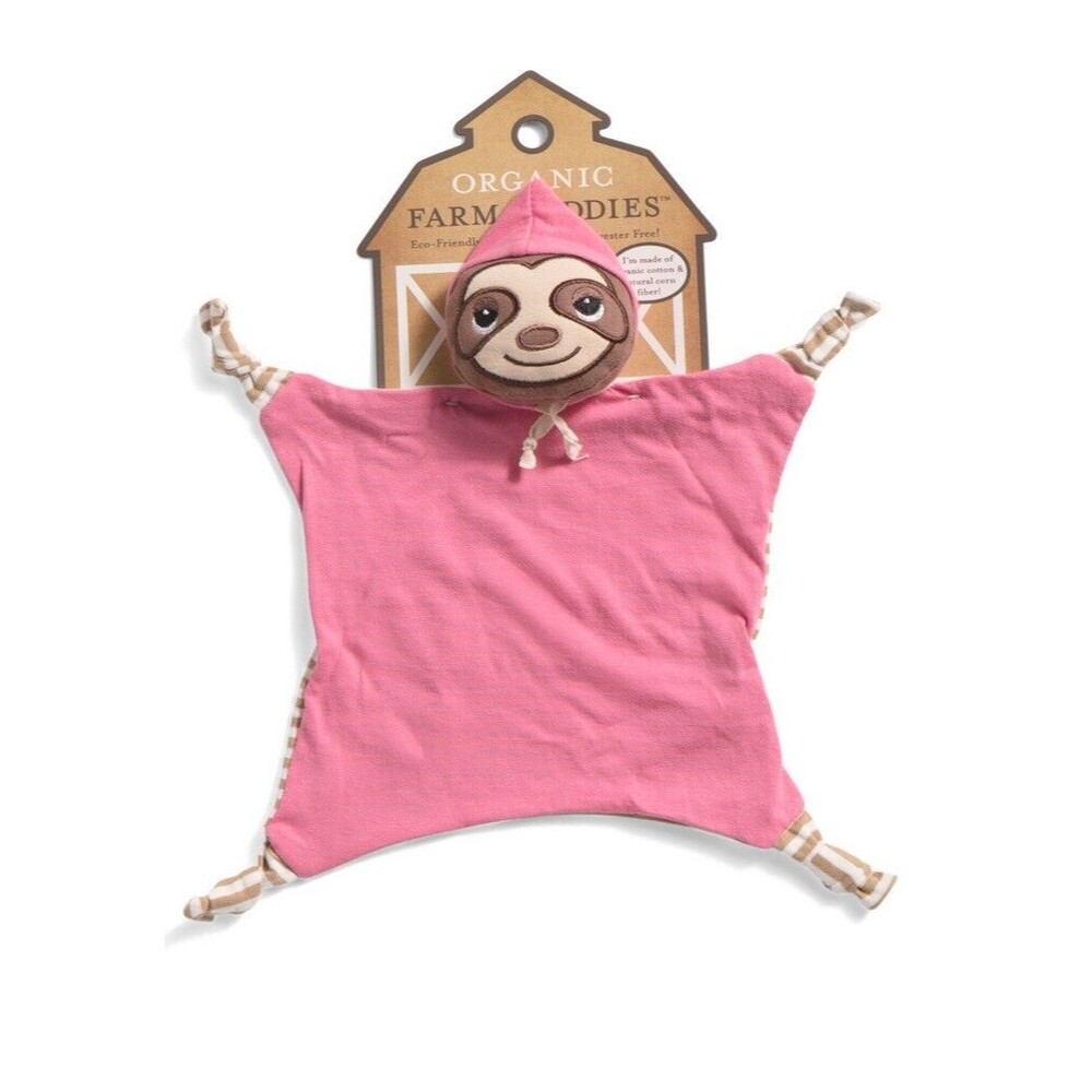 Apple Park Organic Farm Buddies SUPERSTAR SALLY SLOTH Baby Lovey Toy Pink New